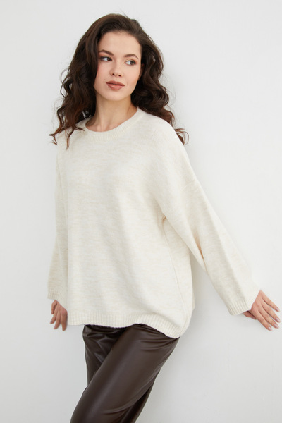 Fulla Moda Basic Crew Neck Casual Knit Sweater