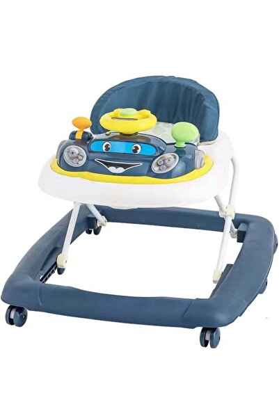 Toybox مشاية أطفال بمقعد مبطن ناعم قابل للطي باللون الأزرق