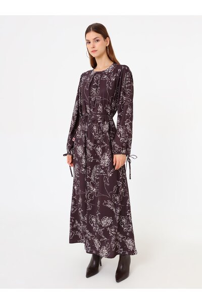 Refka Φόρεμα Τεσεττούρα με μοτίβο και λεπτομέρεια με κορδόνια στα μανίκια - Μοτίβο -