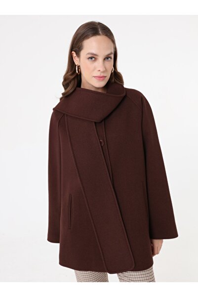 Refka Palton cu detaliu de eșarfă - Roșu Claret -