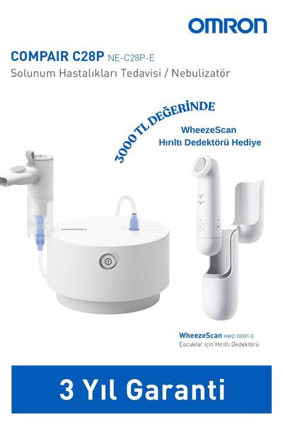 Omron Çocuklar İçin WheezeScan Hırıltı Dedektörü HEDİYELİ C28p Nebulizatör