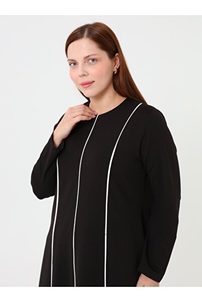 ALİA Striped Detail Long Dress Plus Size - Black -