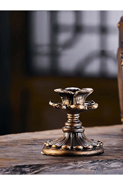Generic Bronze Candle Holder, French Vintage Gothic Floral Design, Table Centerpiece