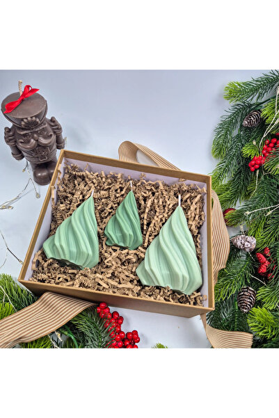 Creative Kappa Set of Handcrafted Fir-Shaped Soy Wax Candles – 3 Sizes, Festive Gift