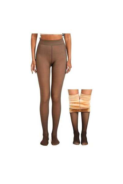 Remy Belle Fleece Lined Thermal Tights (220g, L/XL) - Brown