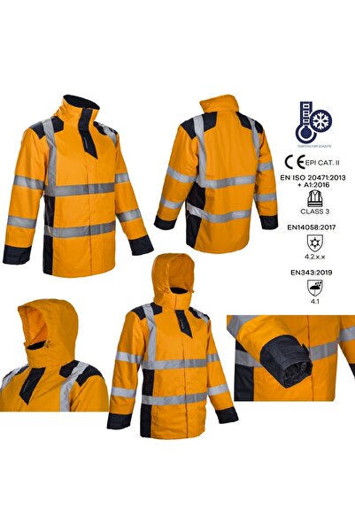 Coverguard Jachetă de iarnă impermeabilă SOKOBIE HI-Viz, portocaliu-albastru, căptușeală Sorona, benzi reflectorizante