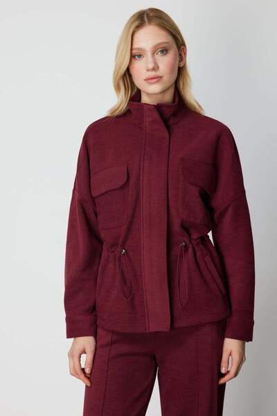 ON Mock Neck Lace-Up Coat