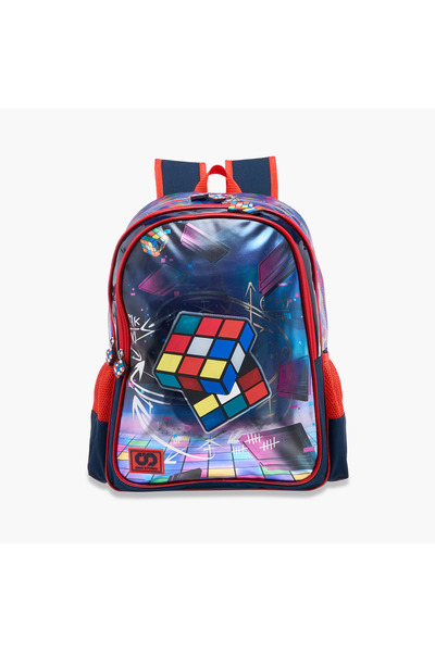 Sami Studio حقيبة ظهر مطبوعة بمكعب روبيك مقاس 17 بوصة مع أحزمة قابلة للتعديل ...