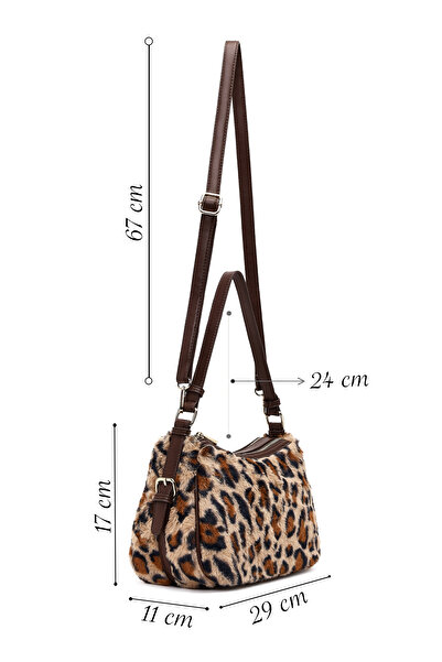 Derimod Women's Leopard Long Strap Plush Shoulder Bag 25Wbd2672Ph