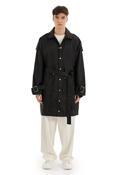 MORREZ Siyah Oversize Trençkot