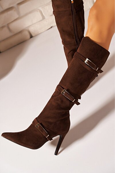 Joana Mariny Brown Suede Leather Heel Boots
