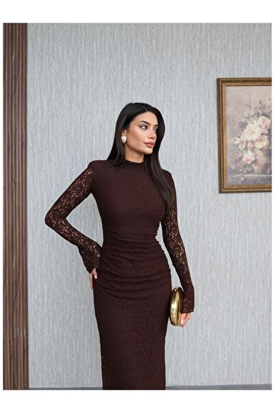 ESRAHELVACI Lace Shoulder Shoulder Pad Piece Long Dress