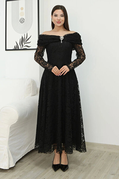 lodmela Magic of Love Lace Evening Dress 6055-Black