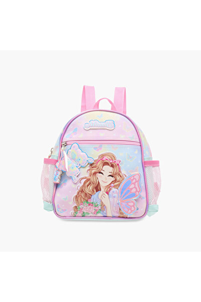 minmie حقيبة ظهر مطبوعة بفراشة، مقاس 10 بوصات، مزودة بأشرطة قابلة للتعديل وسح...