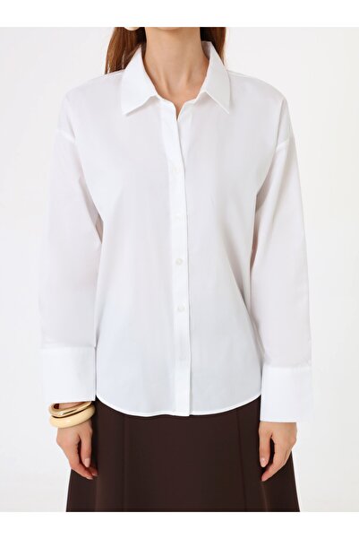 Benin Off-Shoulder Basic Shirt - White -