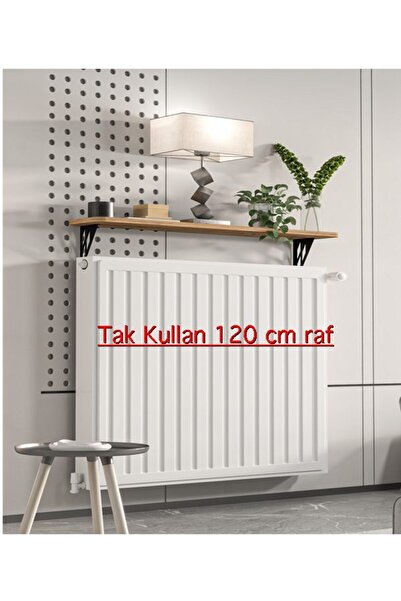 Retodesign Montajsız Çam Petek Üstü Metal Raf, Kalorifer Peteği Raf Dresuar Uçan Raf 120 Cm 200100