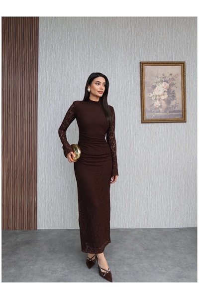 ESRAHELVACI Lace Shoulder Shoulder Pad Piece Long Dress