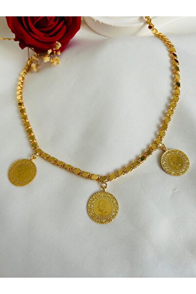 Roya Happiness ALTIN KAPLAMA PULLU ZİNCİR KOLYE TAM YARIM KÜLÇE ALTINLI ŞIK H...