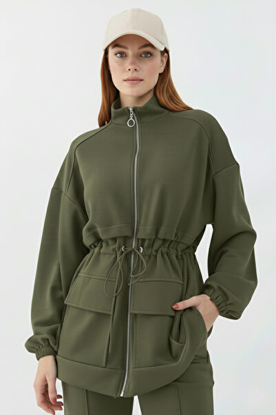 benguen Waist Drawstring Scuba Suit N5404 Khaki