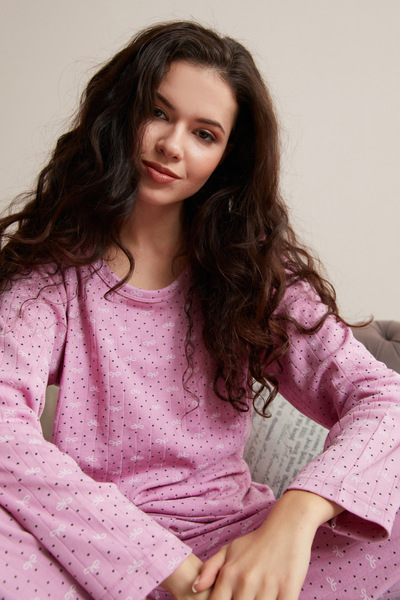 Fulla Moda Σετ πιτζάμες με κορδέλα και πουά σε μεγάλο μέγεθος