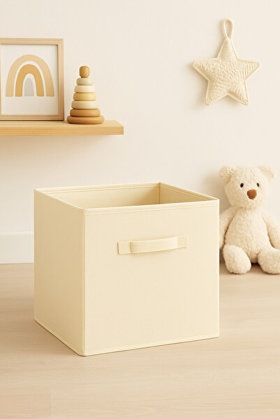 homyjr's Cream Lidless Cabinet Laundry Toy Organizer Folding Storage Box with Lid 30X30X30