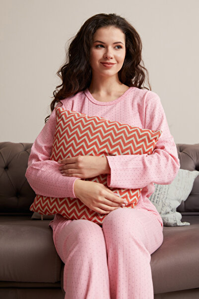 Fulla Moda Plus Size Polka Dot Patterned Pajama Set
