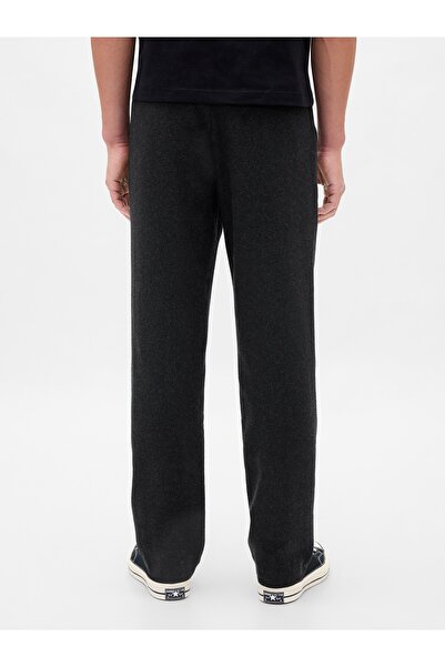 GAP Erkek Siyah Yün Karışımlı Relaxed Straight Pantolon