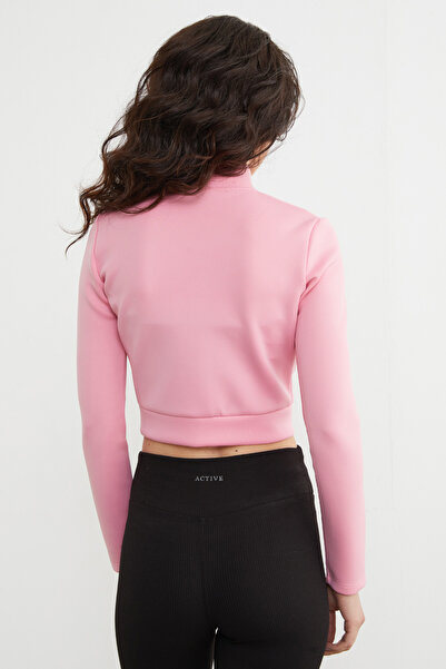 Fulla Moda Mock Neck Zippered Diving Fabric Sports Jacket