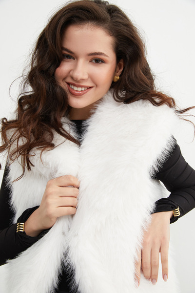 Fulla Moda Lined Shawl Collar Faux Fur Vest