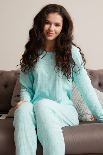 Fulla Moda Plus Size Ribbon and Polka Dot Patterned Pajama Set