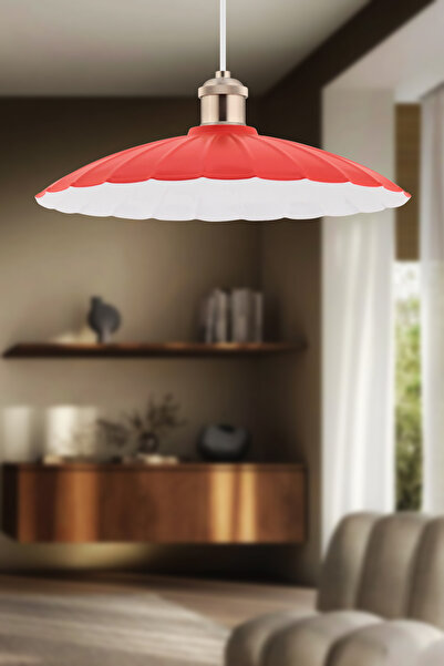 İstanbul Avize Bahar Tekli Kırmızı Metal Gümüş Başlıklı Sarkıt Sıvama Antik A...