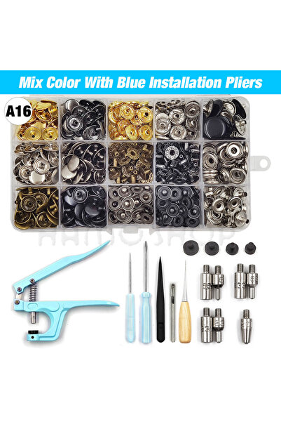 choice2 175 Sets With Blue Snap Fasteners Kit Metal Button Snaps with Fastene...