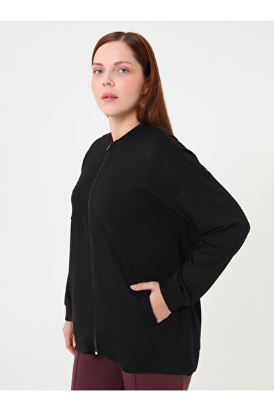 ALİA Zippered Oversized Sweatshirt - Black -