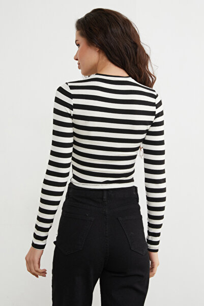 Fulla Moda Basic Striped Stretch Fabric Bodysuit