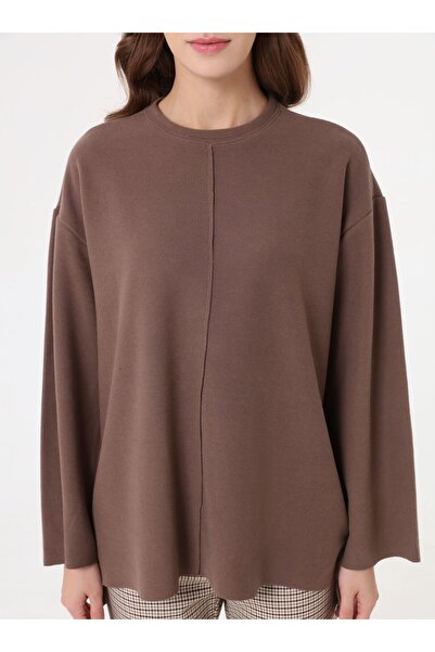 Benin Oversized Sweatshirt with Stitching Detail - Dark Mink -