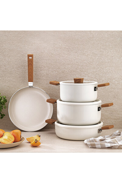 Schafer Ceramoni Ceramic Cookware Set 7 Pieces-Cream