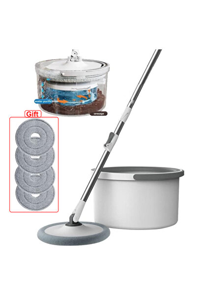 HayaBazaar Spin Mop with Bucket,360 Rotary Squeeze Mop with 4 Microfiber Cleaning Pads
