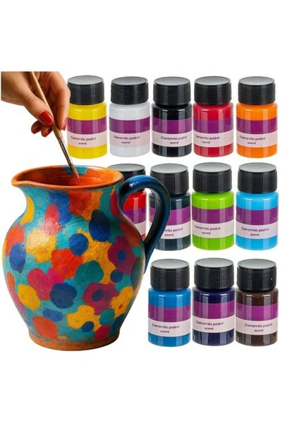 zola Set of 12 paints for ceramics and glass, 20 ml, various colors