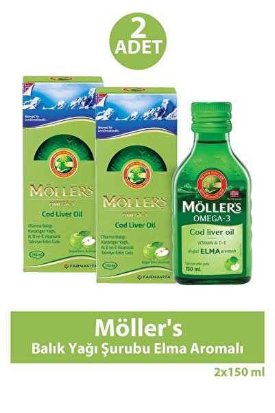 Genel Markalar Mollers Balık Yağı Şurubu Elma Aromalı 150 ml 2 Adet