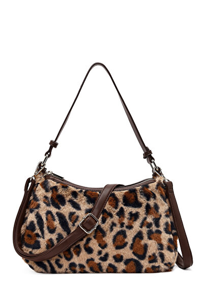 Derimod Women's Leopard Long Strap Plush Shoulder Bag 25Wbd2672Ph