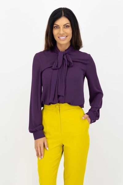 Kings & Clowns Camasa dama office cu maneca lunga si funda Mov