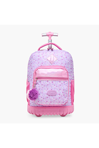 Sensazioni حقيبة عربة مزينة بالزهور للبنات من عمر 8 إلى 13 عامًا بمقبض قابل للسحب