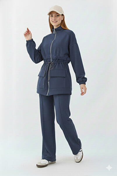 benguen Waist-Tied Scuba Suit N5404 Anthracite