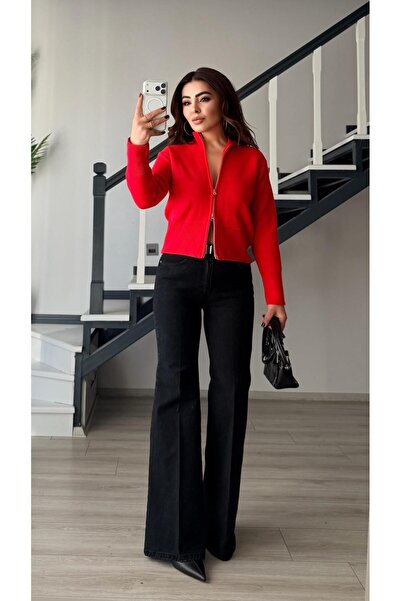 Oslove Black Washed Self-Belted Flared Jean