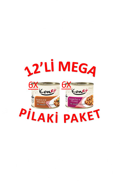 KONET 6x2 Mega Pilaki Paket - 6 x Barbunya Pilaki, 6 x Fasulye pilaki - 12x190Gr
