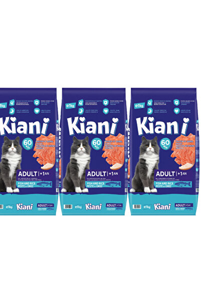 KİANİ SET 3 BUCATI - Hrană pentru pisici adulte cu pește și orez (+1 an) 1 kg