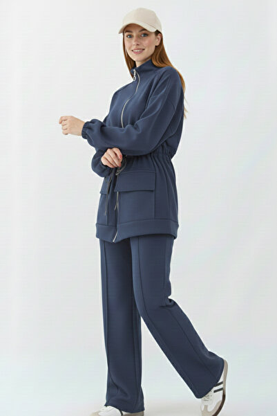 benguen Waist-Tied Scuba Suit N5404 Anthracite