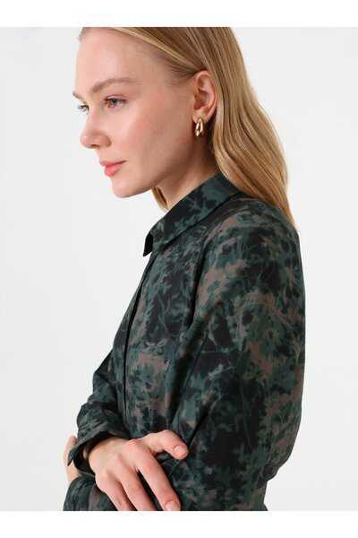 Refka Patterned Tunic with Tie - Green -