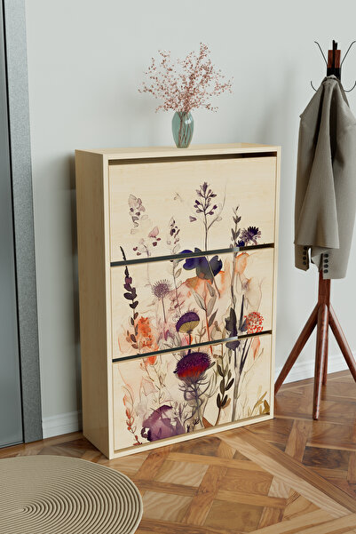 Hediyeler Kapında "Floral" 3 Bölmeli Liovian Düşer Kapak Ayakkabılık