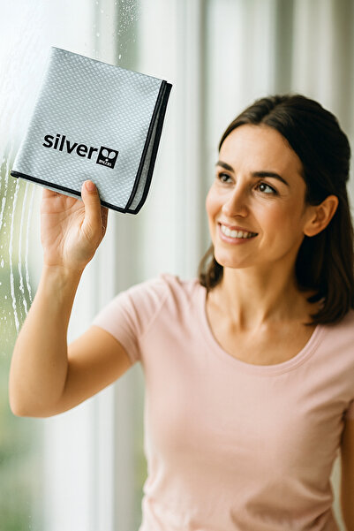 SİLVER HOME Microfiber Extra Thick Glass Cleaning Cloth, 40X40 cm Gray, Diamond Pattern, Non-Marking Luxury Glass Cloth